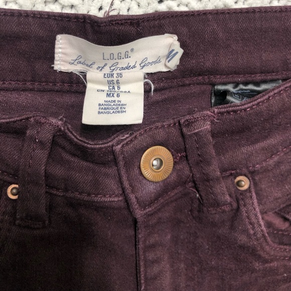 H&M l.o.g.g. US 6 EUR 36 Deep Purple Jeans Burgundy logg Label of Graded Goods - Picture 5 of 12